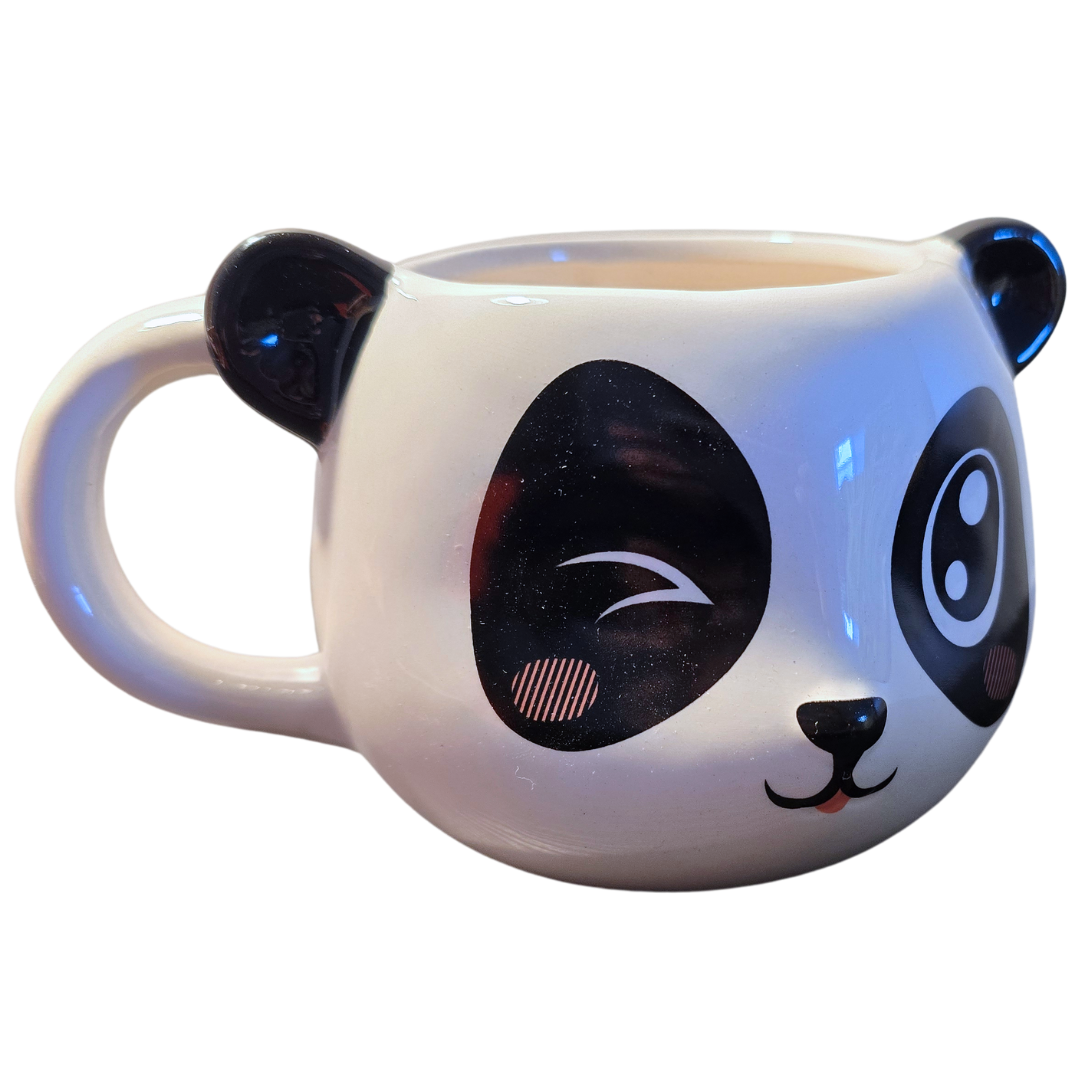 Wink Panda mug, cute ceramic cup with wink design, perfect for gifting and adding fun to kitchen shelves. Panda Pals - Wink Panda - Snug Box